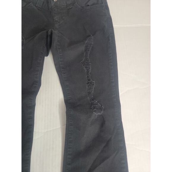 Guess Jeans SZ 26 Black Y2K Low Rise Daredevil Bootcut Stretch Distressed Pants - Picture 5 of 13